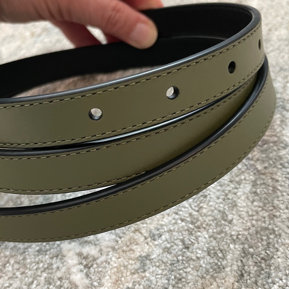 Coach Signature Buckle Cut to Size Reversible Eliza Belt Olive Green 42” CP366 - Picture 6 of 9